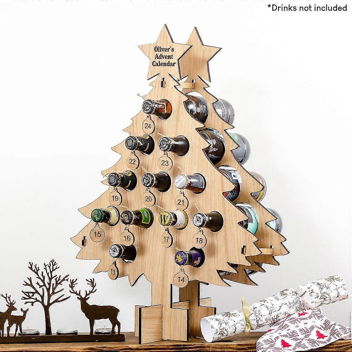 Christmas Wine Holder White Wine Bottle Stand Advent Calendar Count Down Drinks Display Rack
