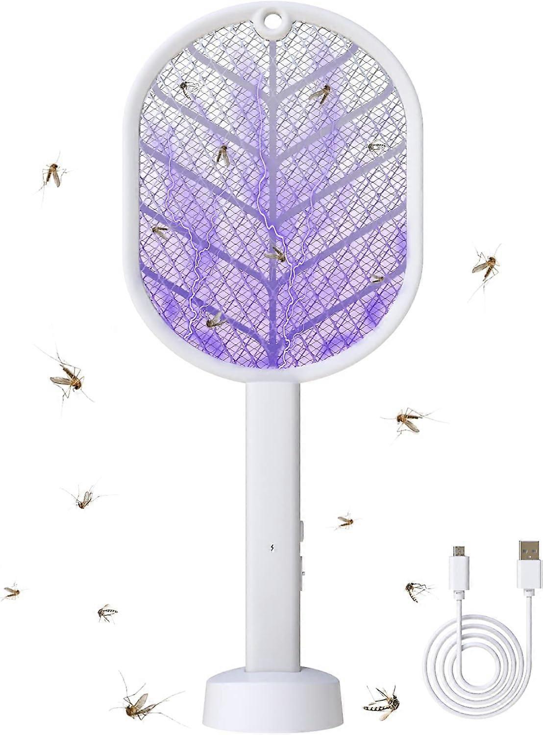 Electric Fly Swatter 2 in 1 Rechargeable Electric Mosquito Swatter 2700V Bug Zapper Racket with LED Light and 3-layer Dense Mesh