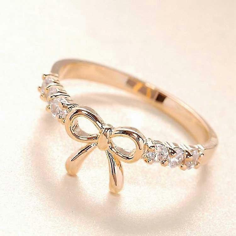 Simple Diamond Bow Ring Women's Rings-YuJia