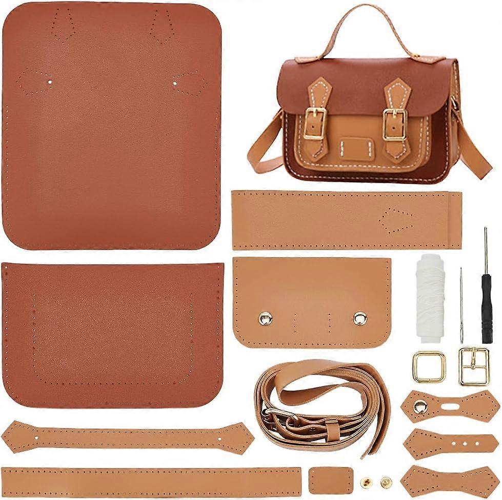 DIY Crossbody Bag Making Kits PU Leather Shoulder Bag SewingSet with Instruction Handmade Satchel Handbag Making Kit 9.8x3.5x6.7 Inch
