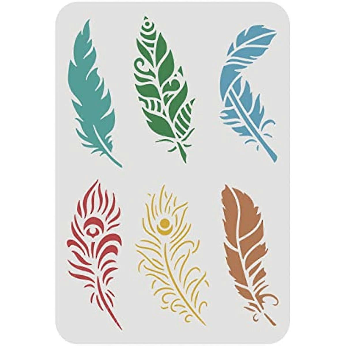 Peacock Feather Stencil Reusable Beautiful Feathers Stencil Mandala Feathers Stencils Large Feather Stencils for Painting on Wood Canvas Paper Floor W