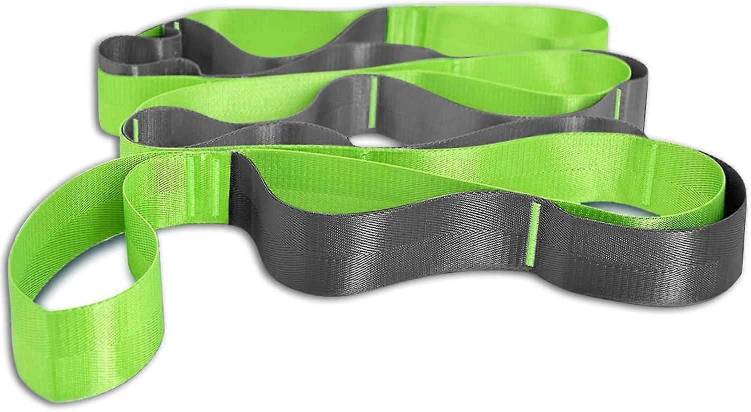 Yoga strap stretching band for physical therapy with exercise booklet and carrying bag, non-elastic multi-loop