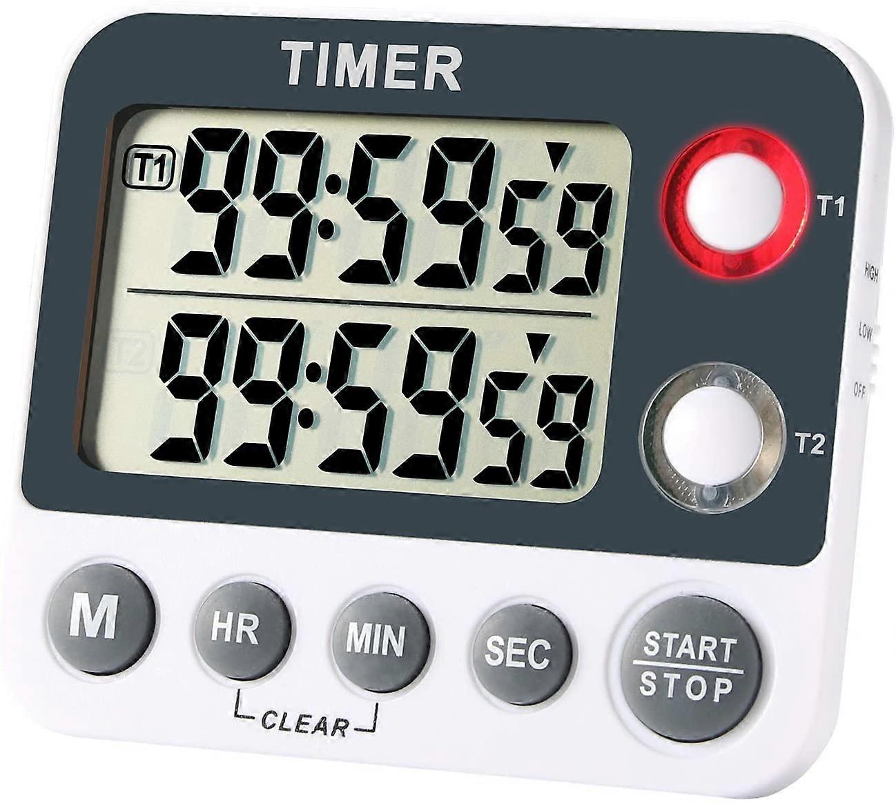 Digital Kitchen Timer Large Screen Clock 2 Channel Groups 99 Hours