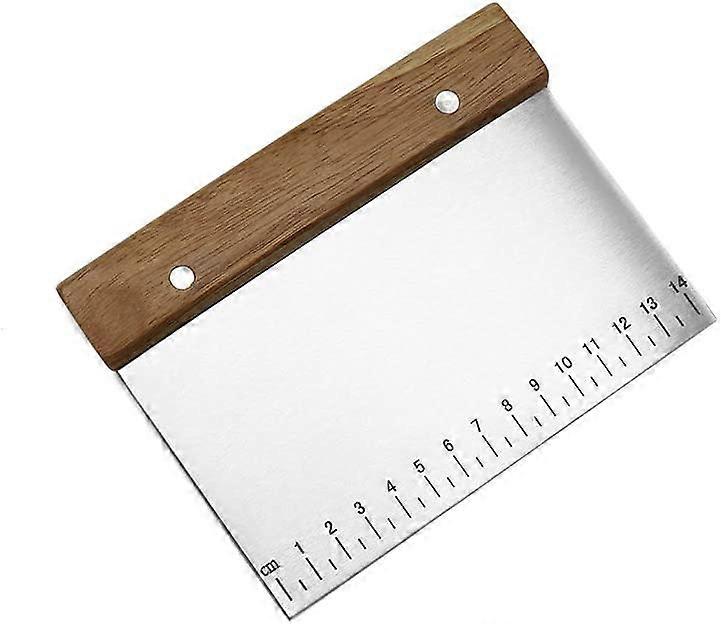 Stainless Steel Pastry Scraper Chopper - Dough Bench Scraper Pastry Cutter with Wood Handle and Measuring Marks, Multipurpose Kitchen Tool for Flat To
