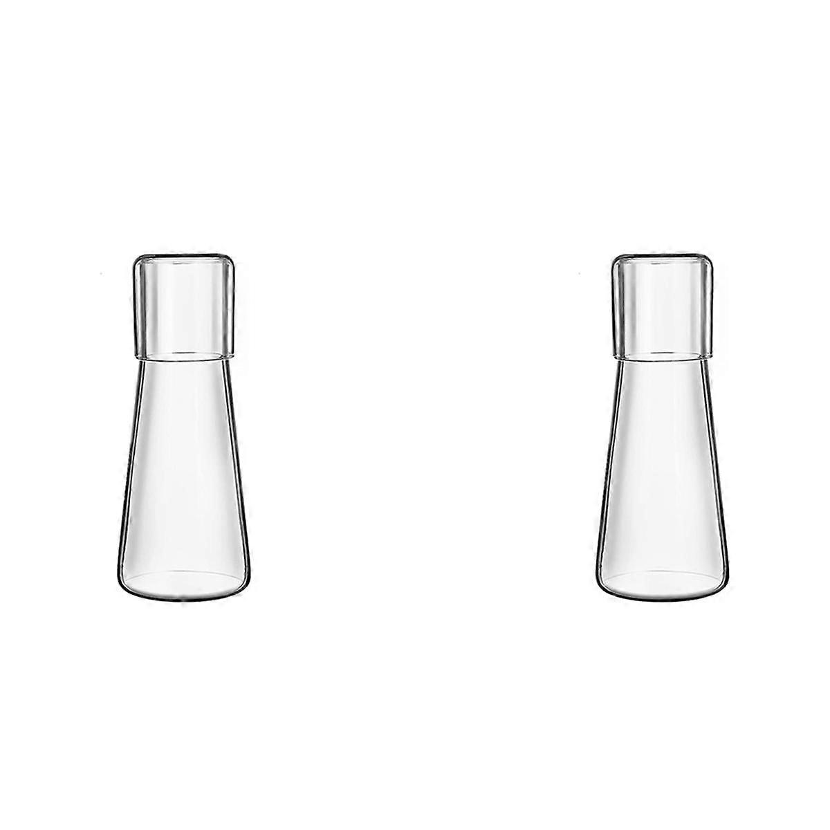 2X Przezroczysty zestaw karafek na wodę przy łóżku ze szklanką do szafki nocnej w sypialni, karafka na wodę nocną z