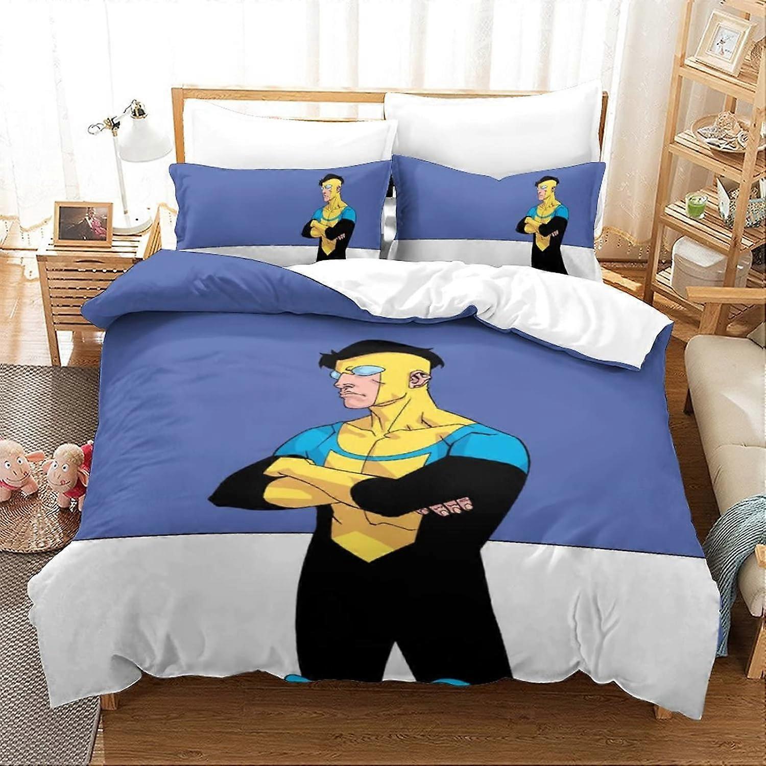 Invincible Housse De Couette Ensemble Super-Héros Motif Imprimé Mark Grayson Literie Ensemble De Housse De Couette Pour Enfants, Microfibre Simple 135 * 200 CM