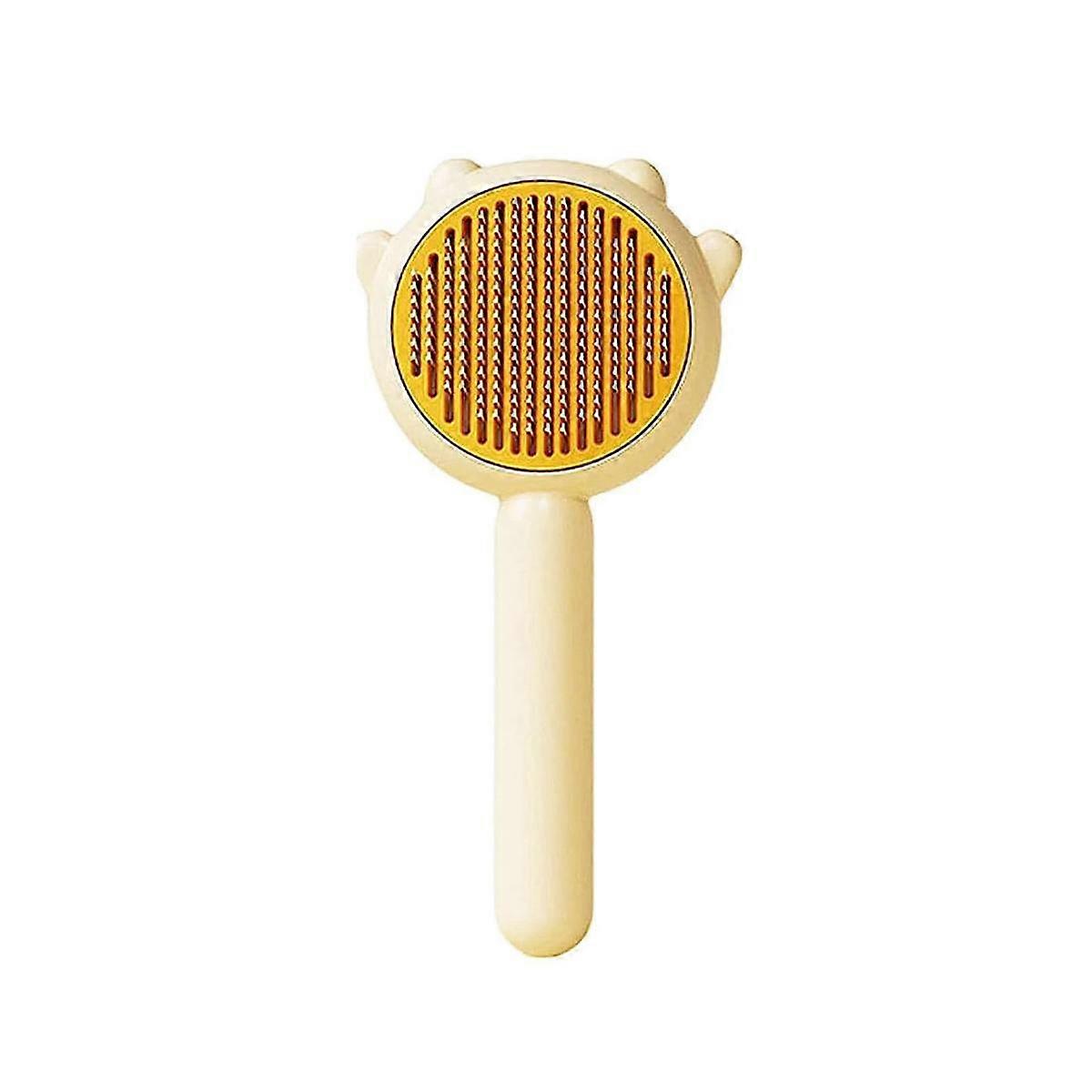 Pet Comb, Grooming Brush with Release Button, Pet Massage Brushes, Self Cleaning Slicker Comb (Yell