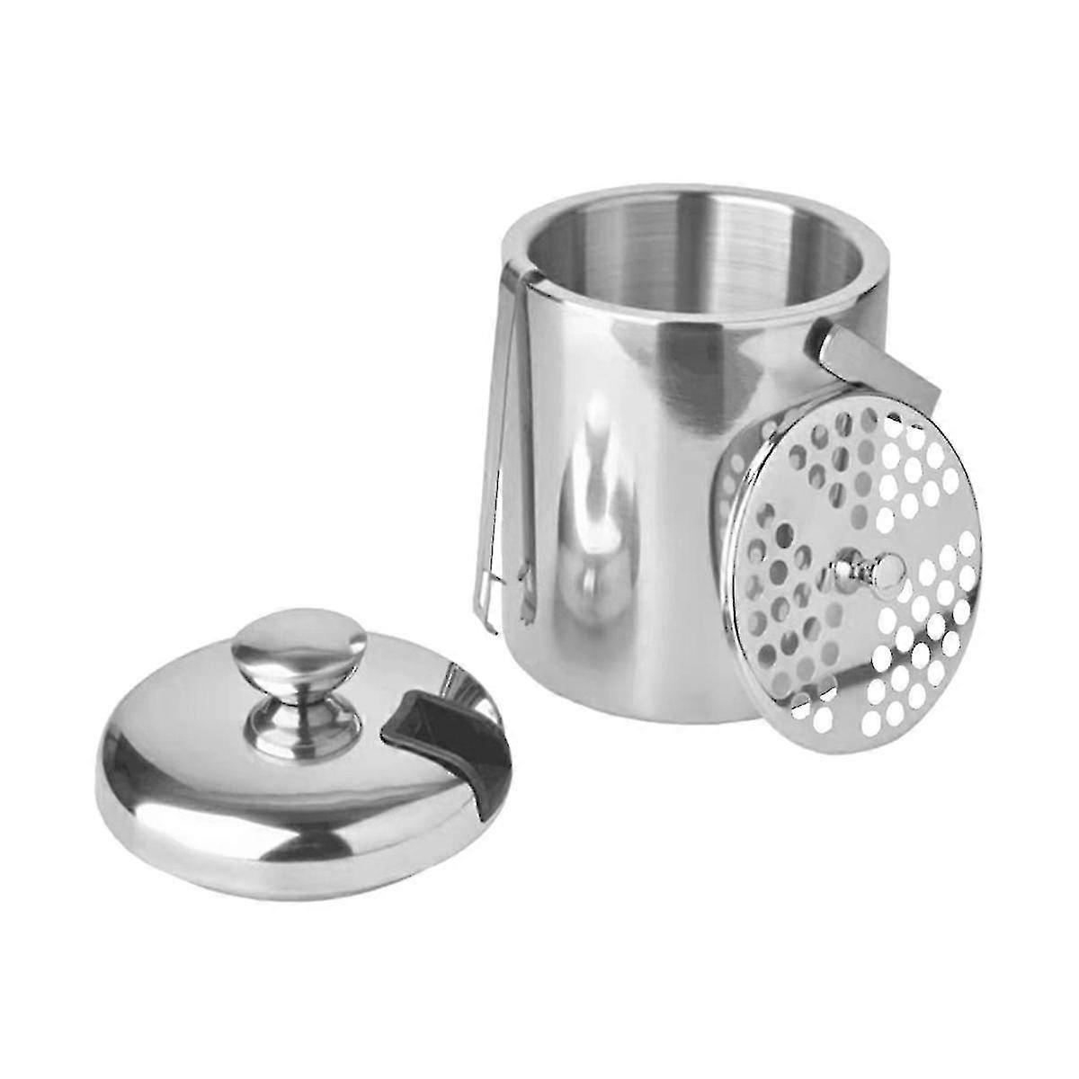 Insulated Ice Bucket With Lid Double Walled Ice Bucket With Ice Tongs Compartment Ice-cube Containe