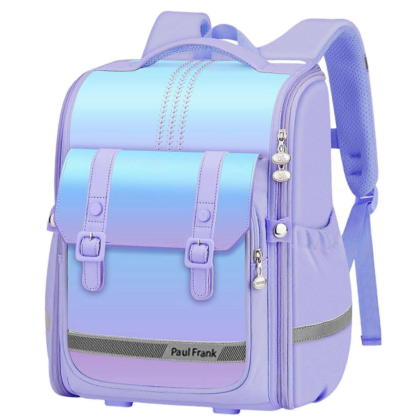 Backpack for Kids Elementary Zipper Closure Bookbag with Non-slip Chest Strap for Children Girls Grade 1-6