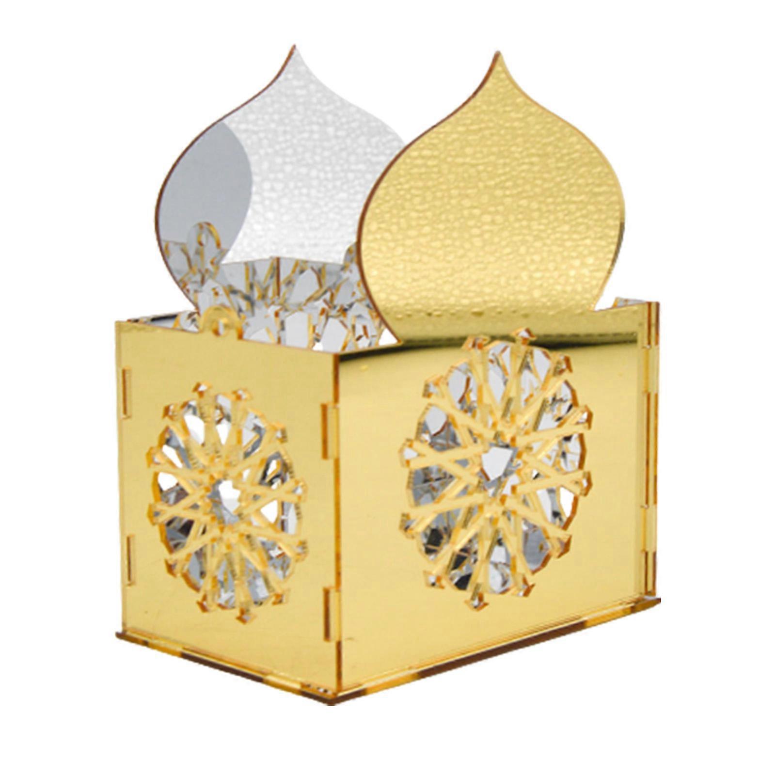 Eid Mubarak Acrylic Decoration Gold and Silver Double Side Reflective Mirror Crafts for Tabletop Desk Shelf Decor