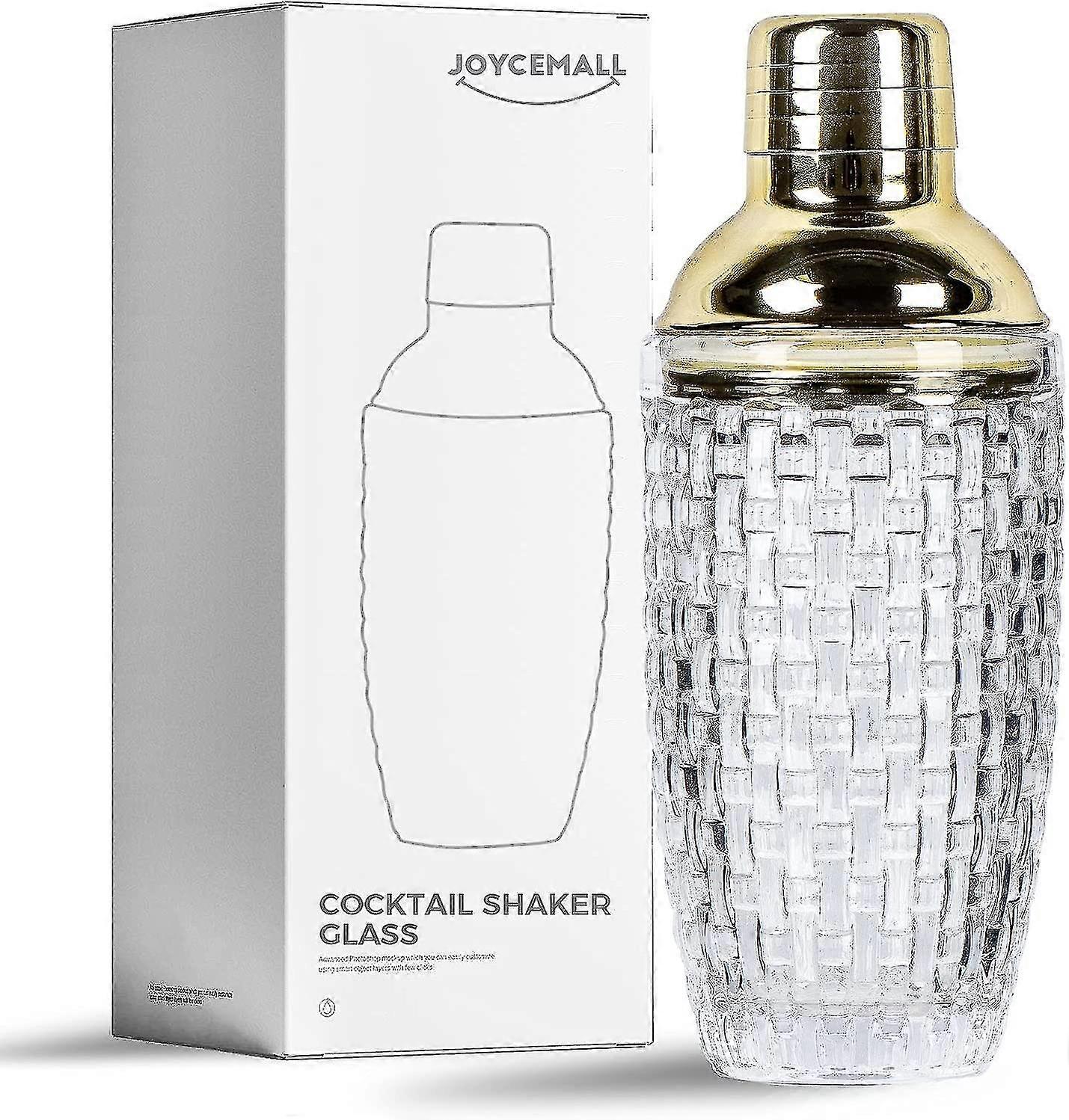 Glass Shaker Kit, 13 Ounce Mock Ma Set With Leak Metallic Steel Lid Ser For Home Use Bar Cart