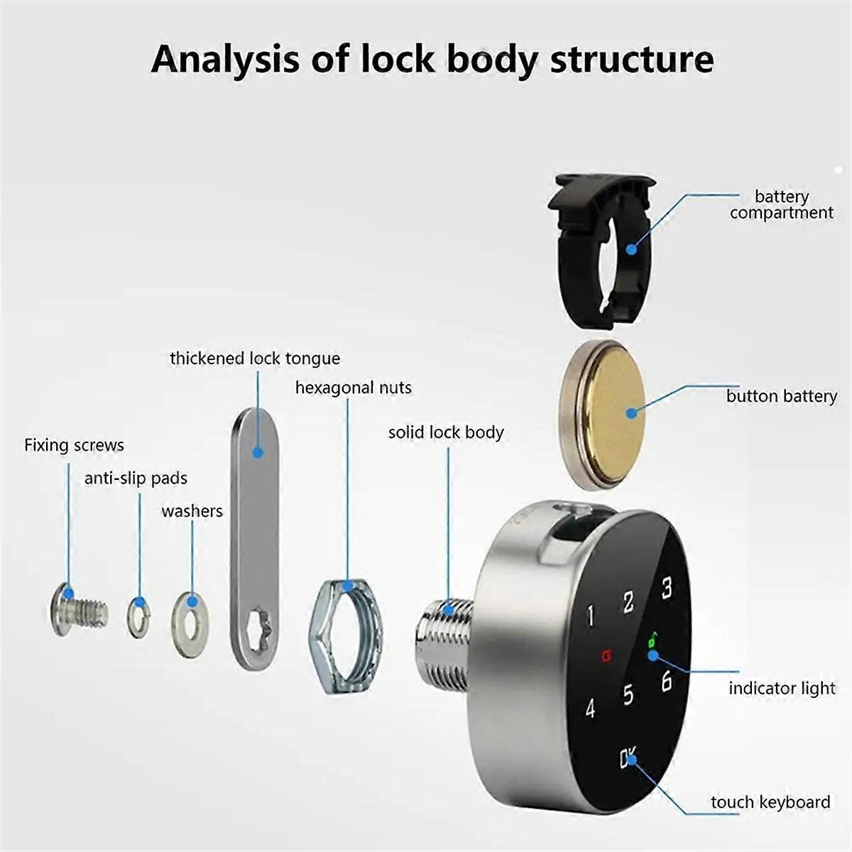 Keyless Cabinet Lock Combination Lock Code-Enabled Smart Cabinet Lock Sensitive Touch Safe Househol
