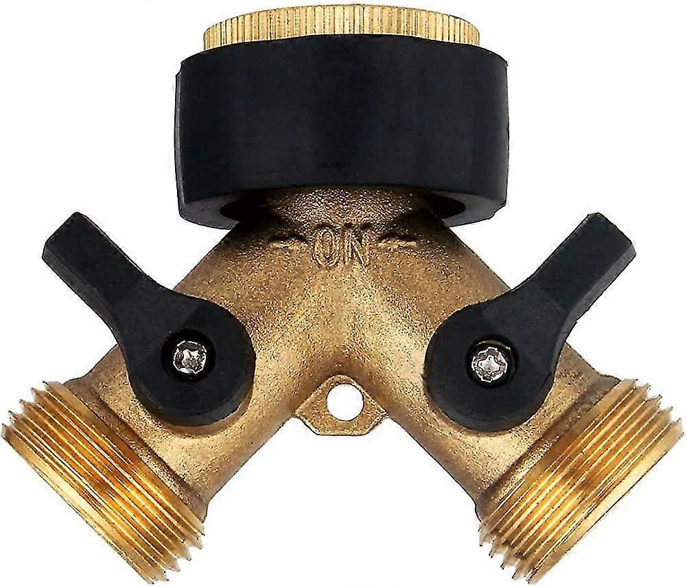 Ct 2-way Y Distributor With Shut-off Cocks For Two Inlet Hoses. 3/4 Inch Heilwiy Brass Gift