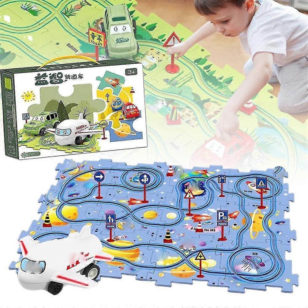 Jucării pentru copii educative Puzzle Track Car Play Set - DIY Puzzle Tracks cu vehicule Cadouri