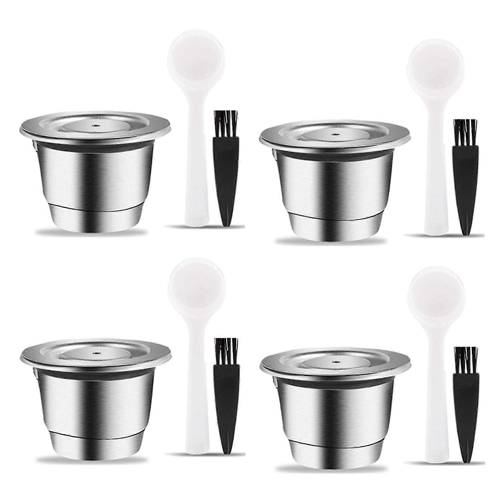 4x Espresso Refillable Capsules Reusable Pod Espresso Coffee Pod Stainless Steel Capsules Compatibl