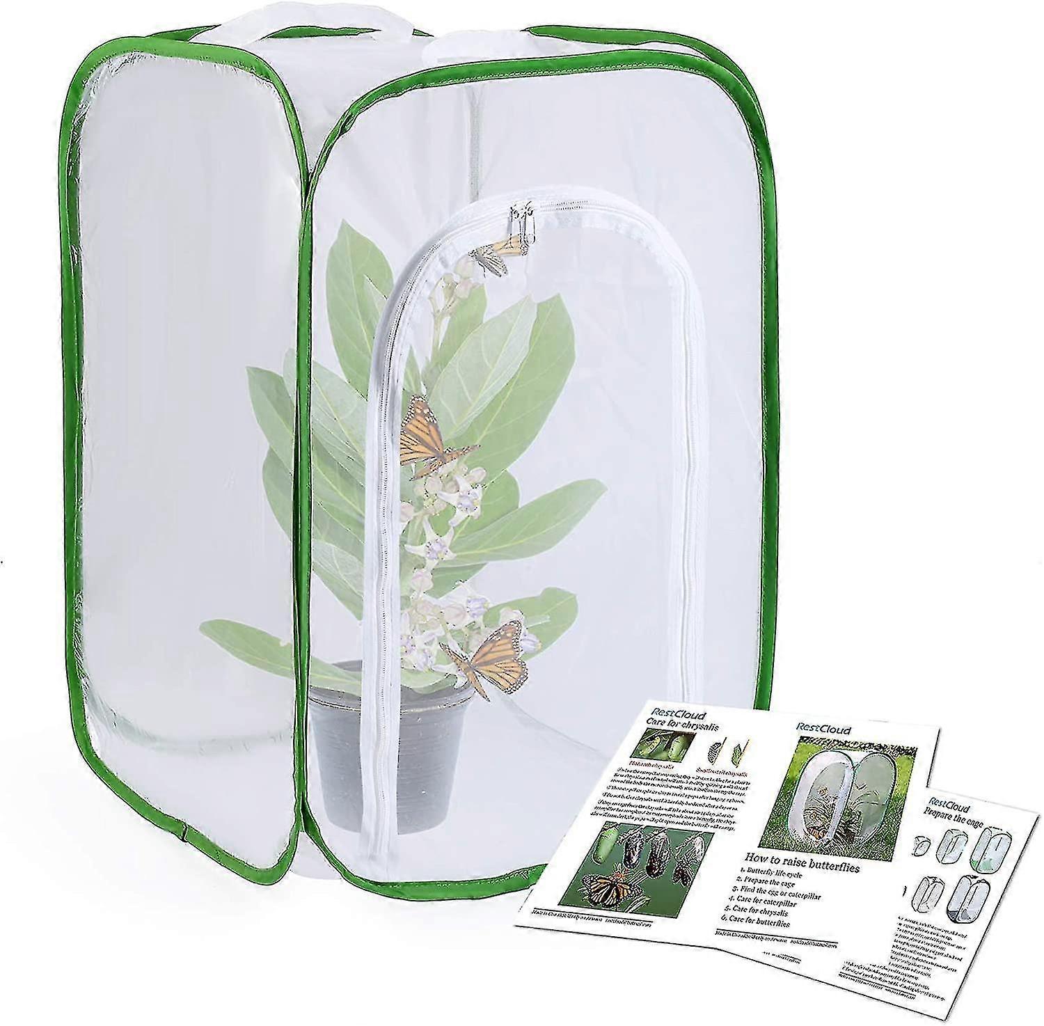 23.6" Large Butterfly Habitat Insect Cage Caterpillars Enclosure Pop-up 23.6 Inches Tall Drawbridge Opening Door