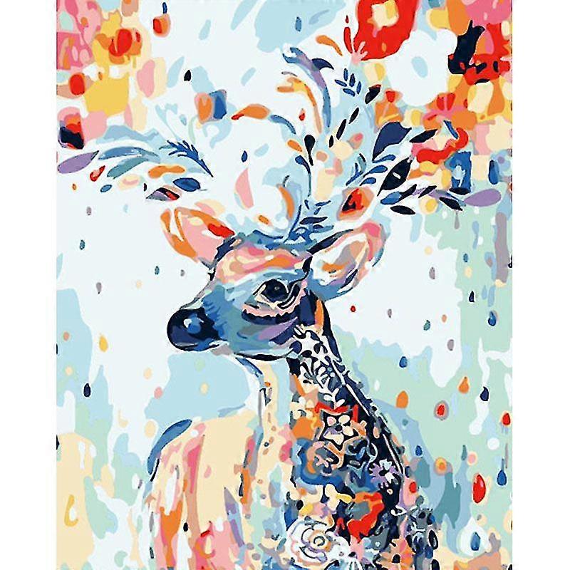 Diy Frame Colorful Deer Diy Painting By Numbers Animals Calligraphy Painting Modern Wall Art Canvas For Home Decors Art 40*50cm