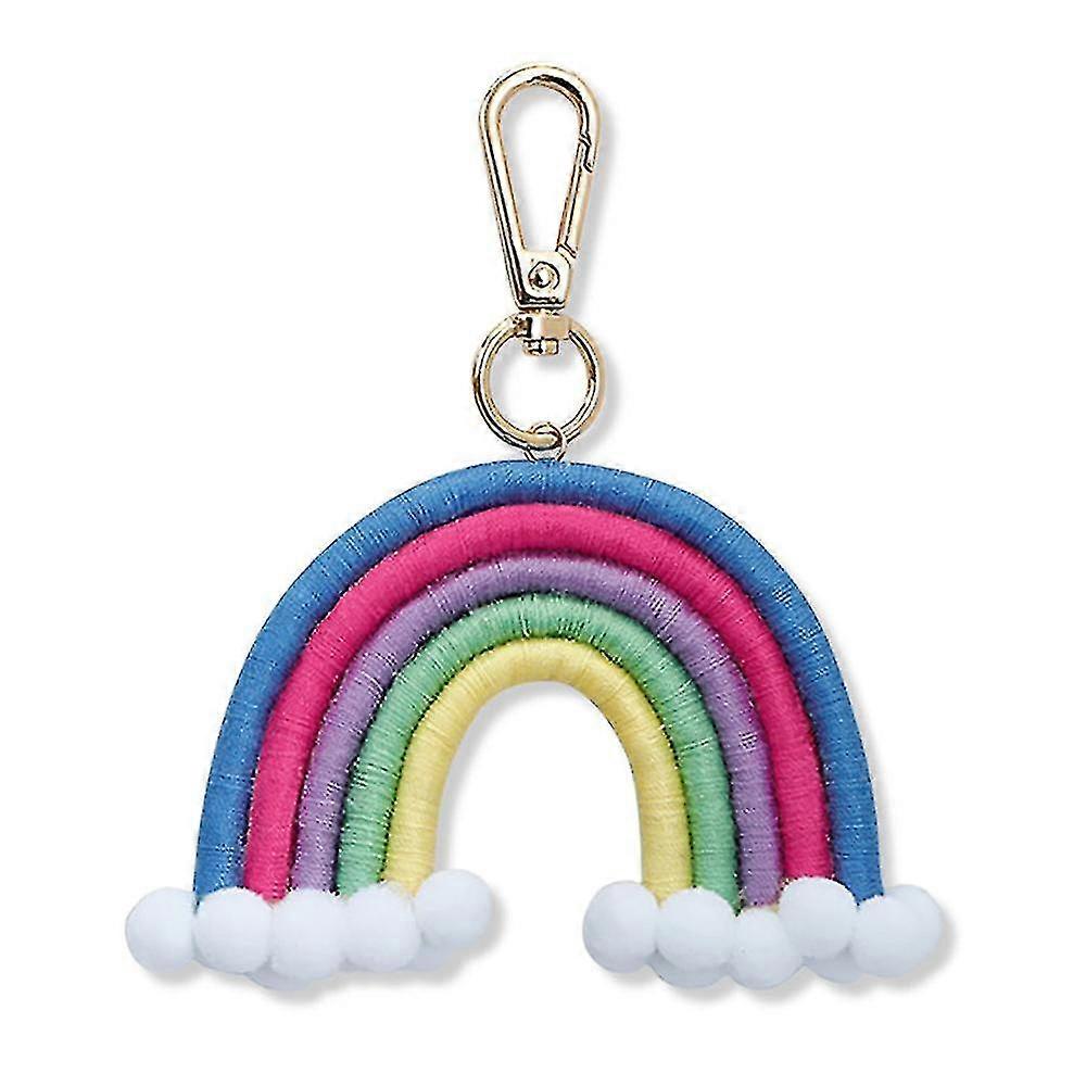 Macrame Rainbow Keyring, Handwoven Keychain, Compatible With Car Handbag Purse, B