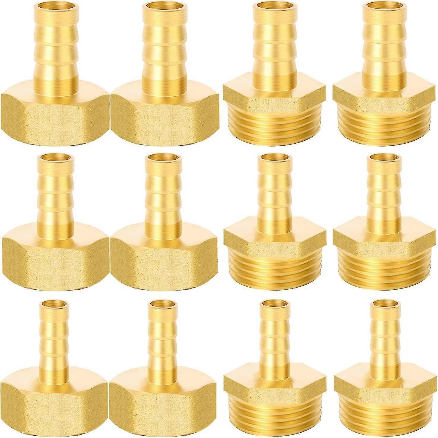 12 Pack 1/2" Hose Connector, 8mm, 10mm, 12mm, External Thread And Internal Thread For Air Hose, Gas Hose, Water Hose