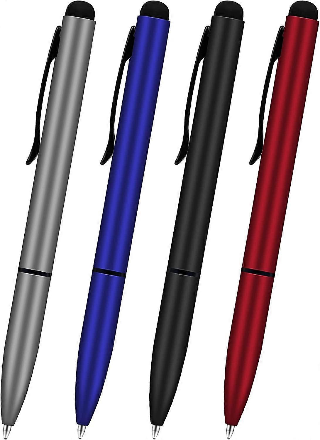 Soft Touch Click Stylus, 2-in-1 Retractable Metal Stylus, Black Ink, 4 (