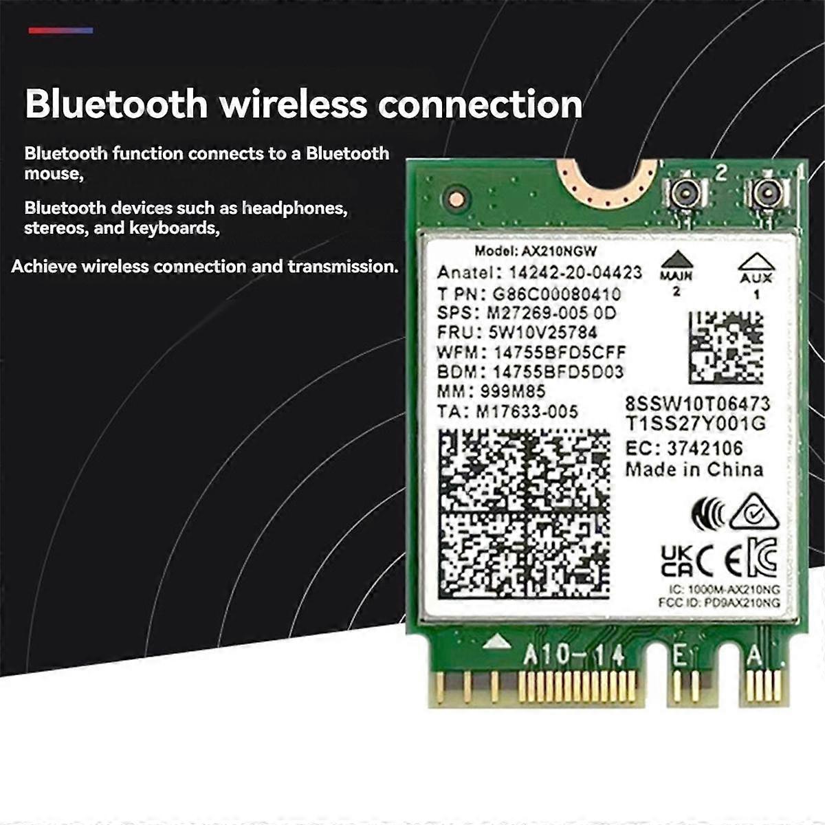 WiFi 6E AX210 Bluetooth 5..2 Wireless Network Card 5374Mbps 2.4Ghz 5Ghz 6Ghz 802.11ax Wifi Adapter