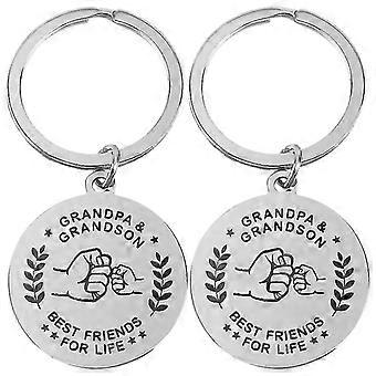 2 Piece Family Gift Keychain Ornament Stainless Steel Key Ring