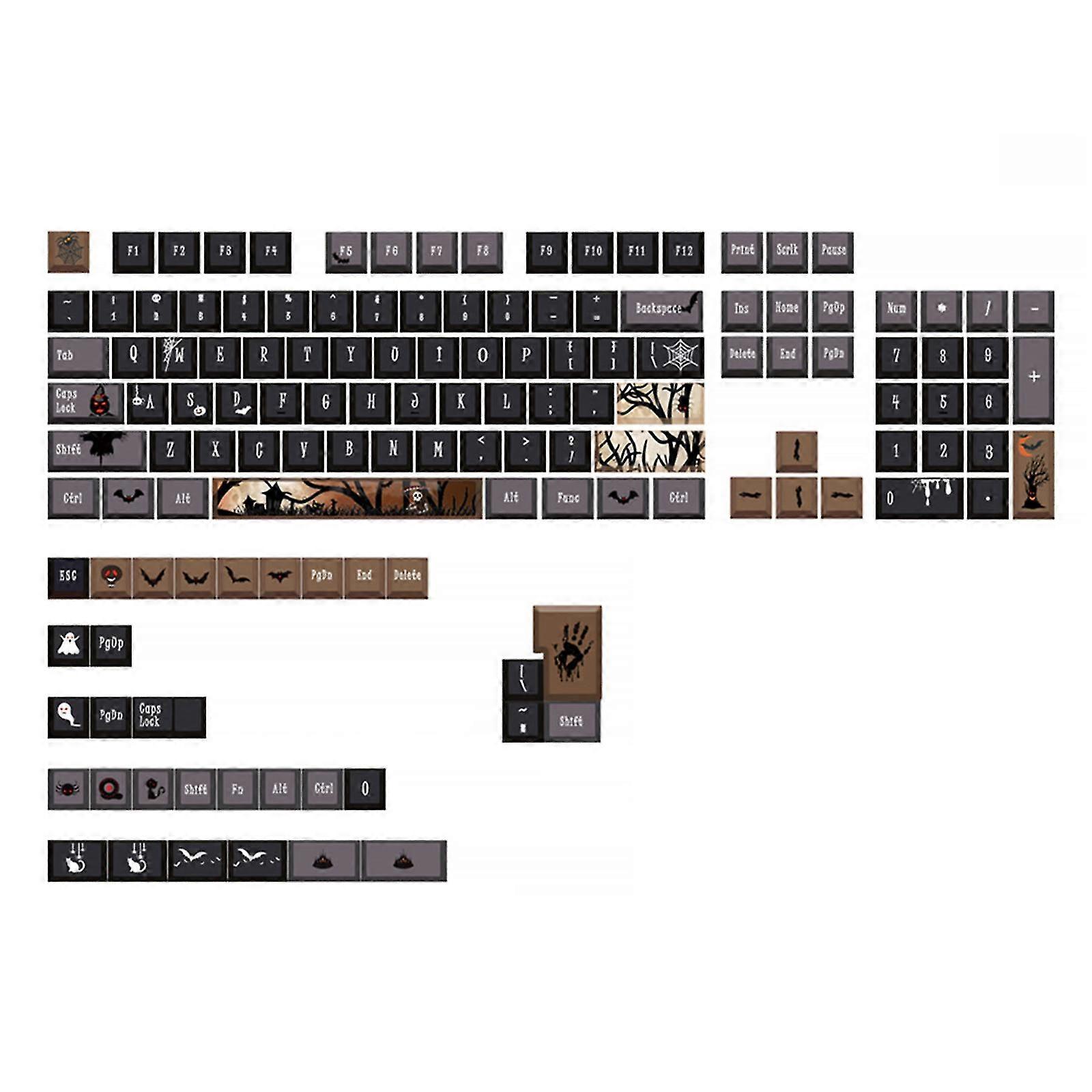 136pcs Keycaps Cherry Height 85% Pbt Dye Sub Halloween For Mechanical Keyboard