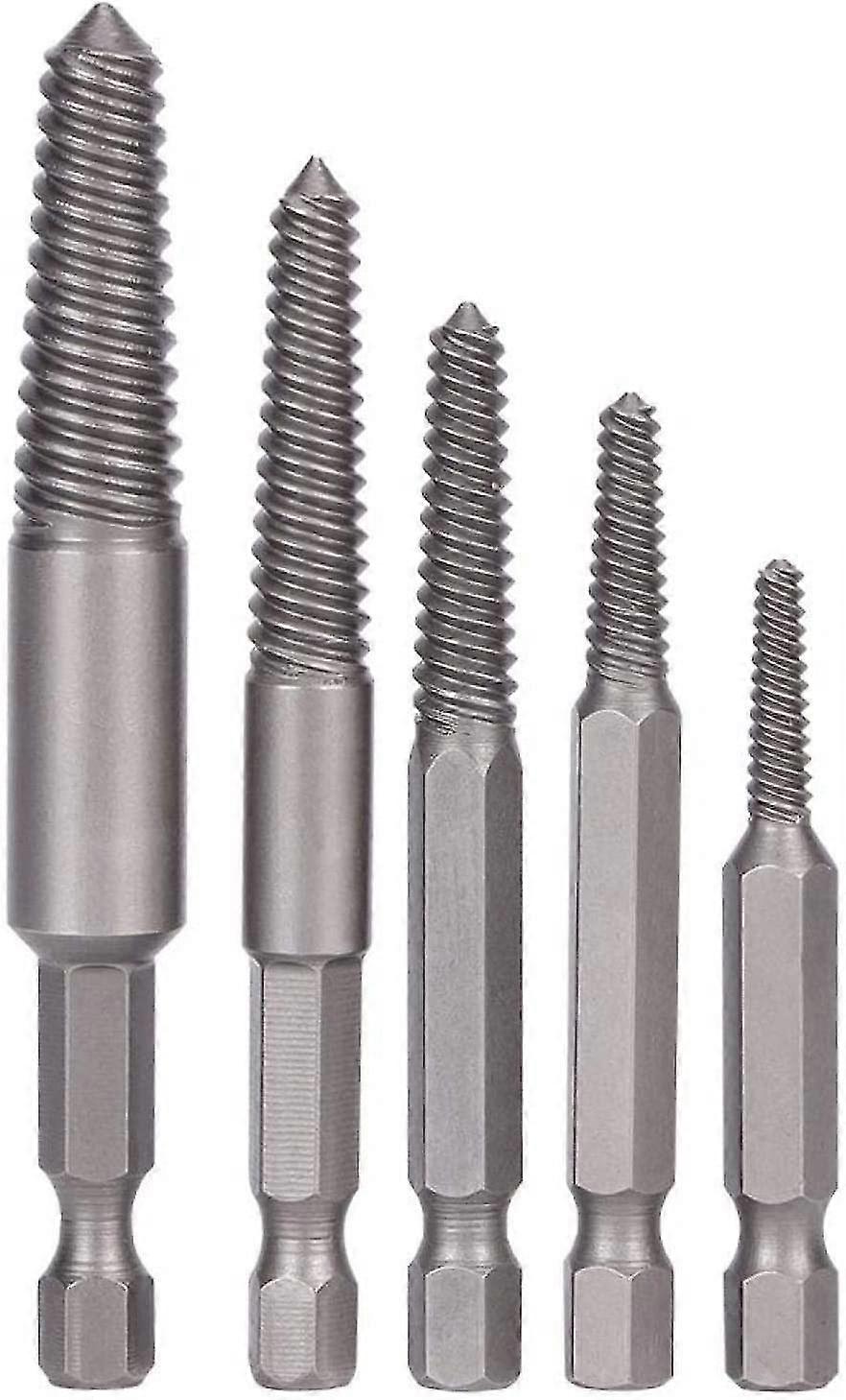 5pcs Screw Drill Bits Stud Removal Tool Broken Screw Extractor Hex Shank Damaged Fine Teeth Bolt Removal Tool