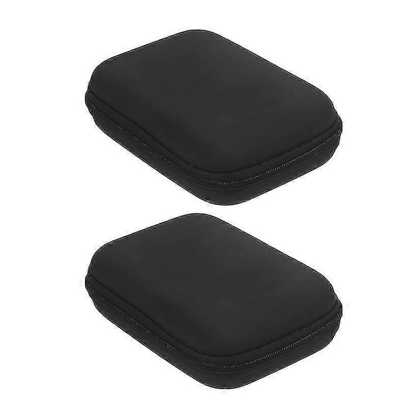 2 Pcs Eva Headset Headphone Storage Case Box Pouch Durable Zipper Bag Container For Mini Camera Hard Disk Data Cable (black)