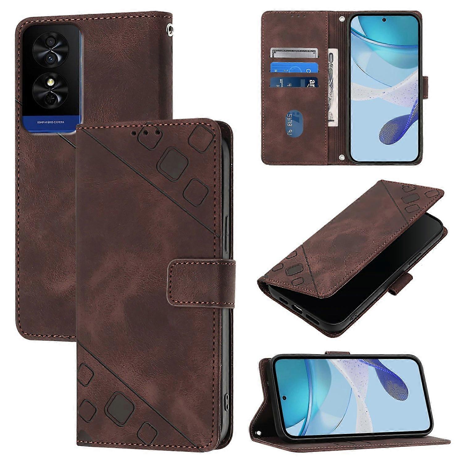 Embossed Leather Case For TCL 50 5G