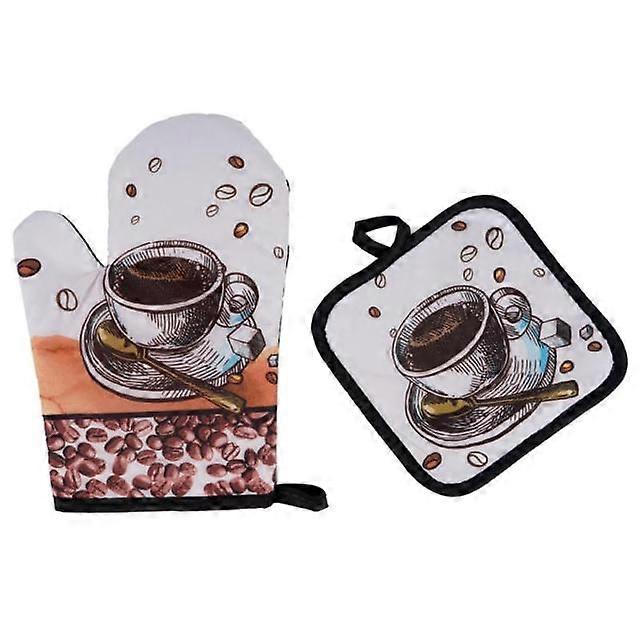 Cartoon Oven Gloves Insulation Pad Two-Piece Set for Home Kitchen