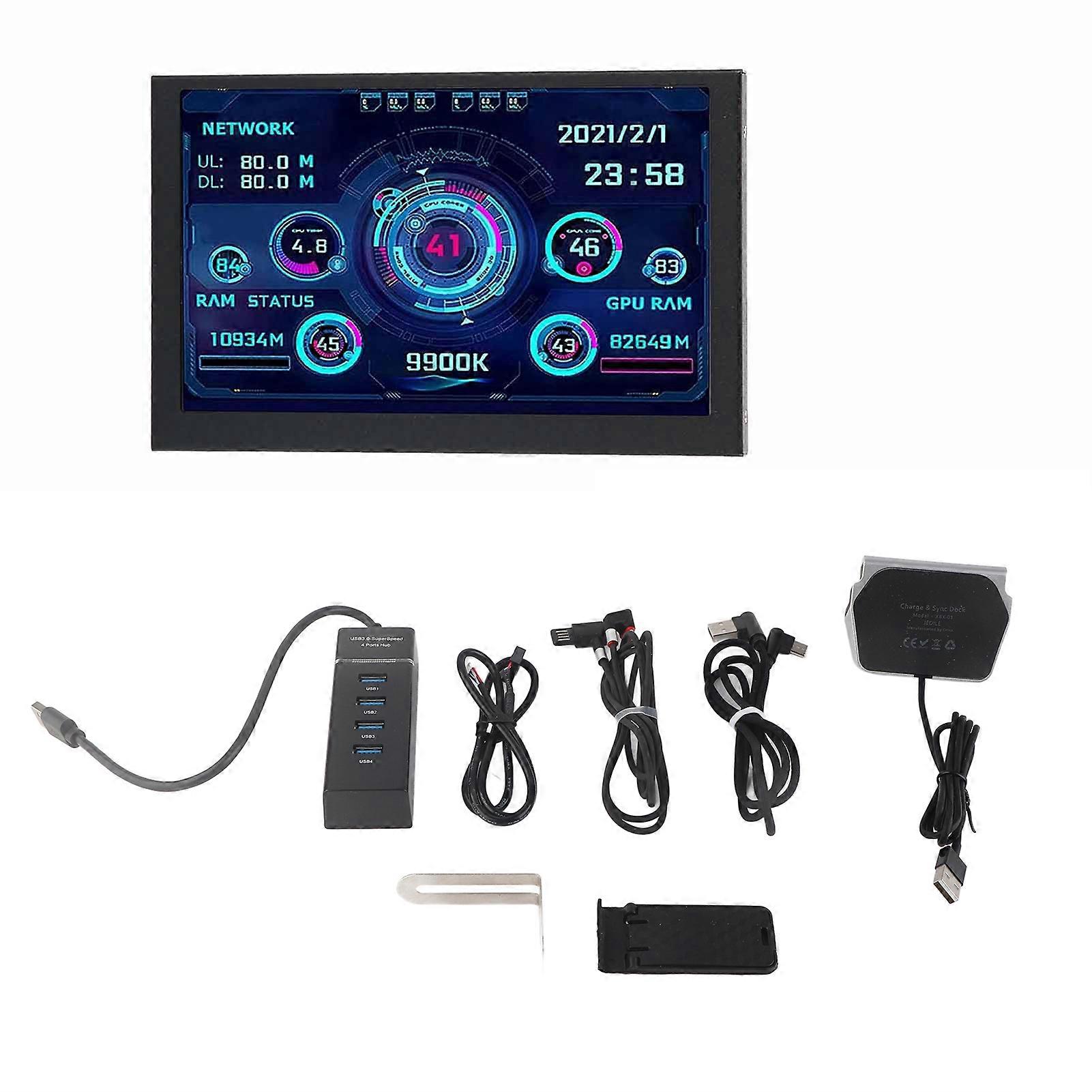 Computer Temp Monitor 5 Inch IPS Screen Multiple Theme USB C Connection PC CPU Data Monitor for PC CPU GPU RAM