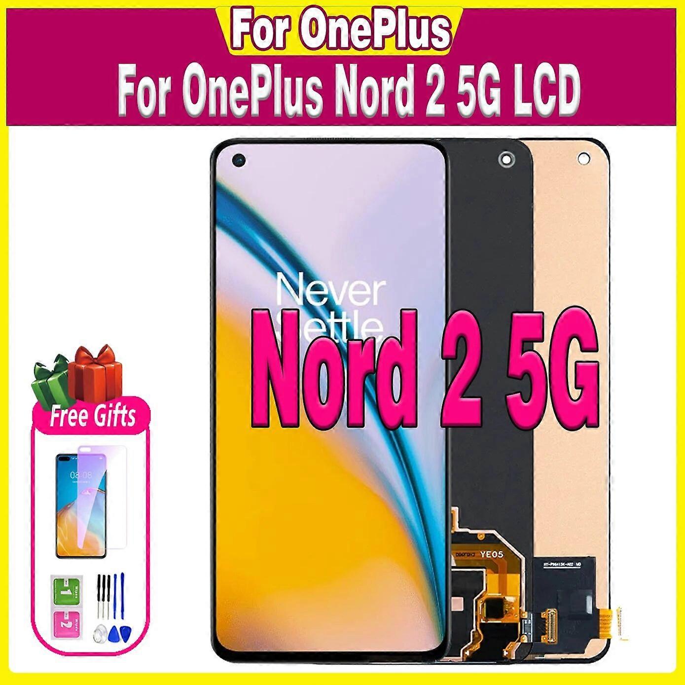 100% Testé Nouveau AMOLED LCD Pour OnePlus Nord 2 5G Affichage DN2101 DN2103 LCD Écran Tactile Numériseur Panneau Assemblage Pièces De Réparation