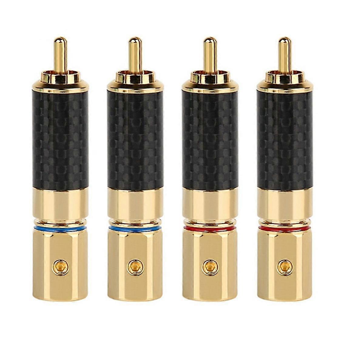 HiFi RCA Connector 10mm Carbon Fiber Gold Plated Lotus Plug Speaker Terminal Audio Power Subwoofer