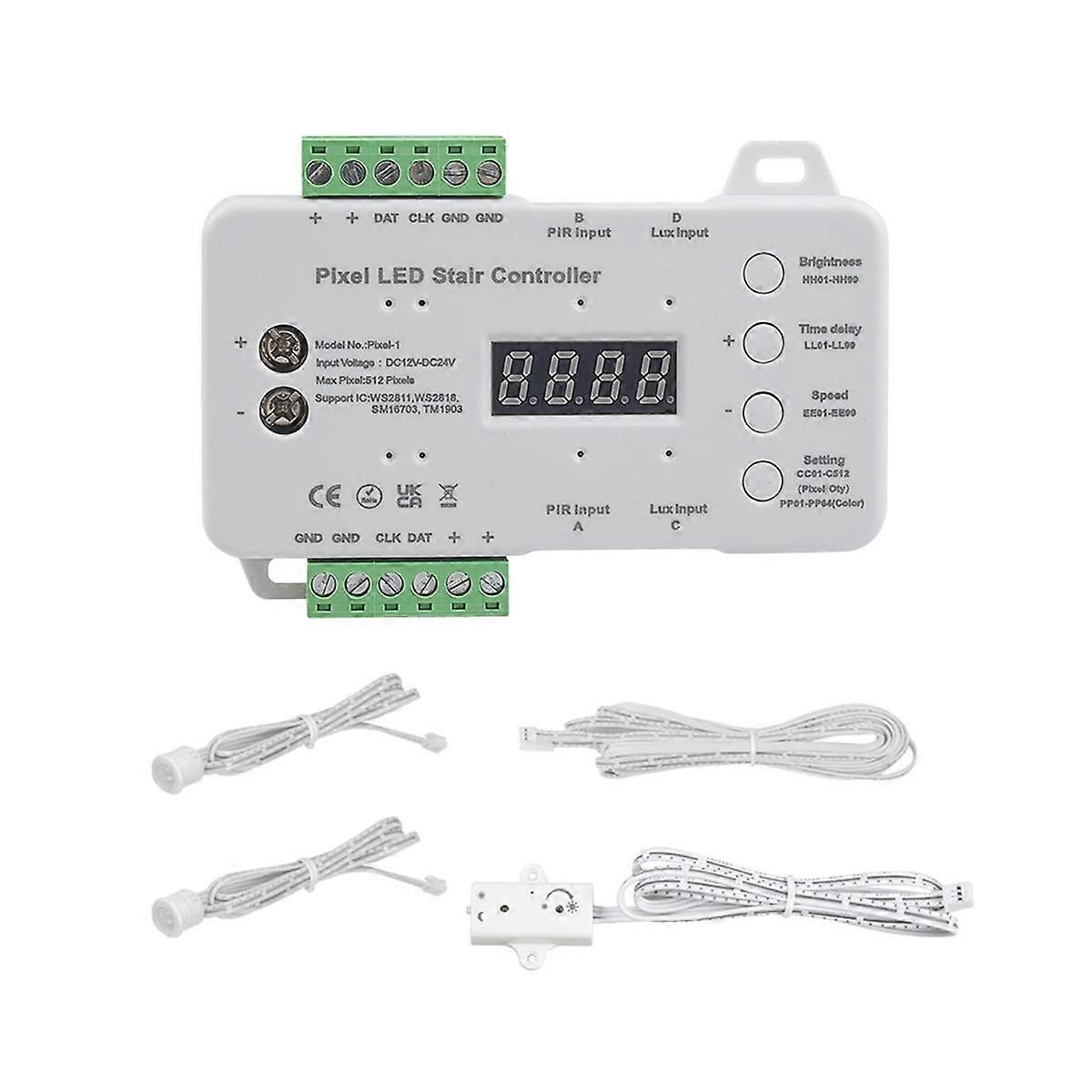 Motion Sensor LED Stair Pixel Lights Controller RGB LED Controller with Daylight Sensor Stair Light