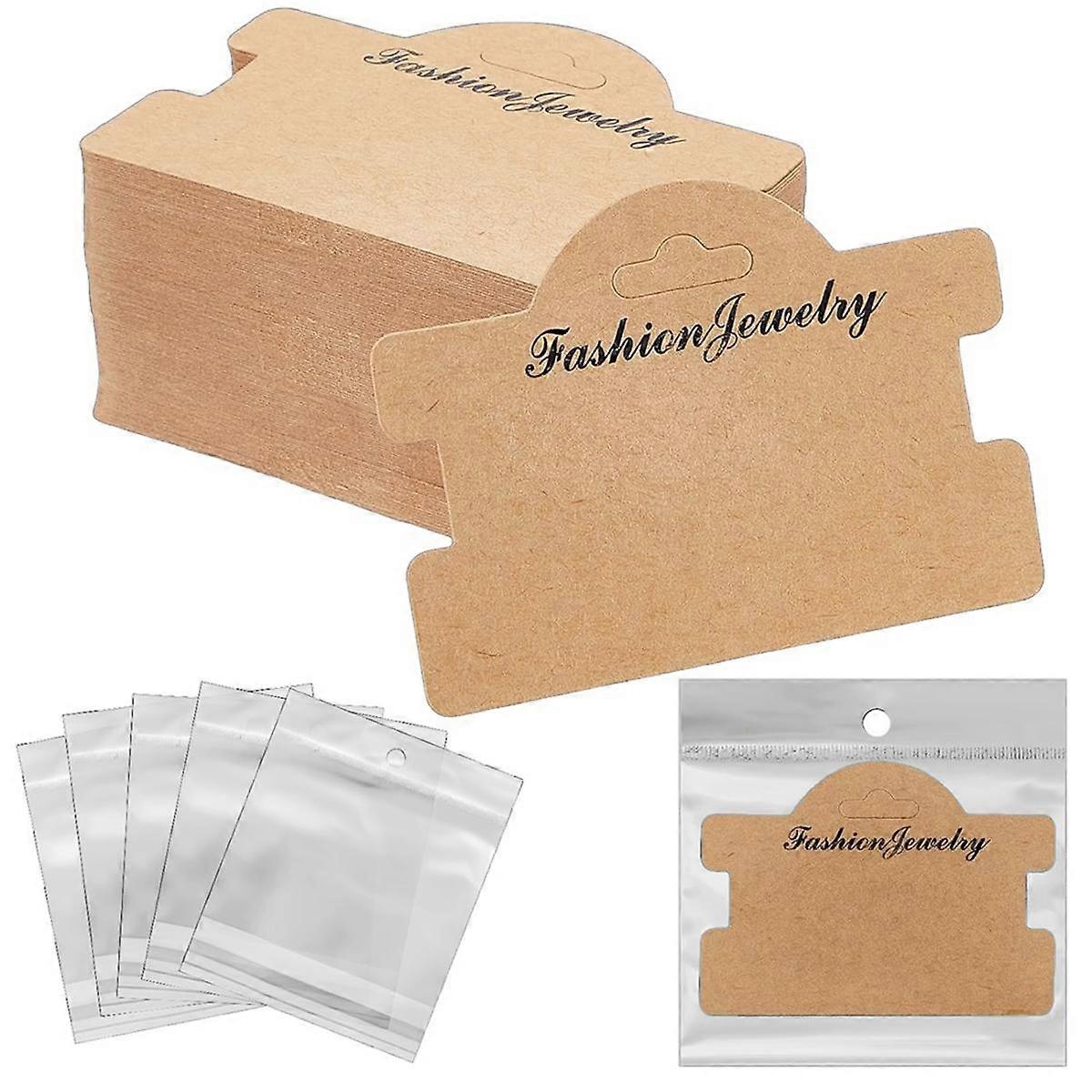 100 stuks armband display kaarten sieraden display hangende kaart armband verpakking ketting kaarten met tassen, bruin