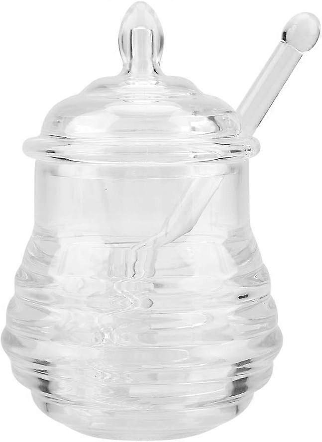 Honey Container Honey Jars Glass 245 ml Honey Pot Glass Honey Pot with Honey Spoon and Honey Drip Stick for Storing and Dispensing Honey on Your Prefe