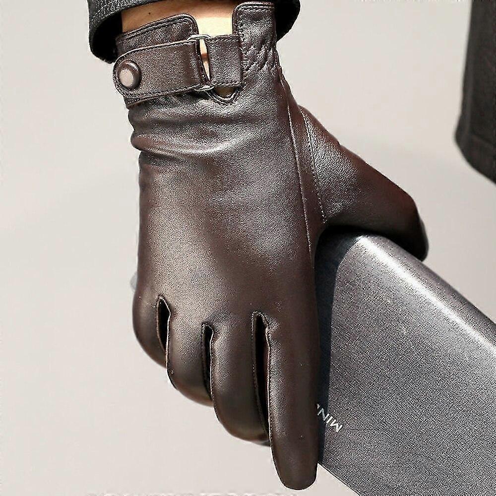 Winter Geniune Lammfell Lederhandschuhe Herren Plus Samt Fahren Warm Touchscreen Fäustlinge BDQ