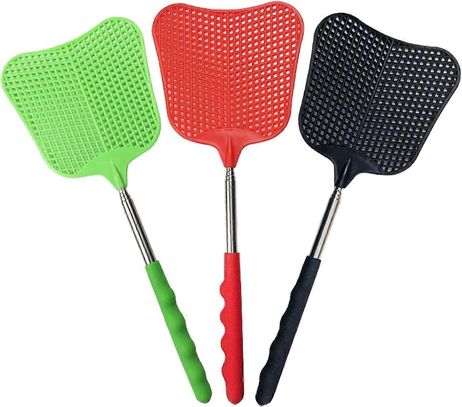 Fly Swatters Extendable - Durable Plastic Heavy Duty Set with Telescopic Handle