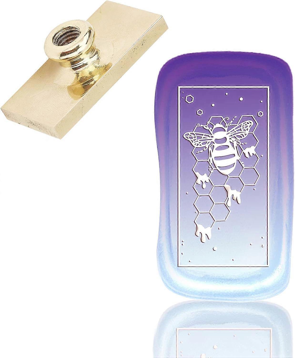 Wax Seal Stamp Head Bees Hive Insect Sealing Wax Stamp Head Only Removable Rectangle Brass Seal Head for Wedding Invitations Envelopes Halloween Chris