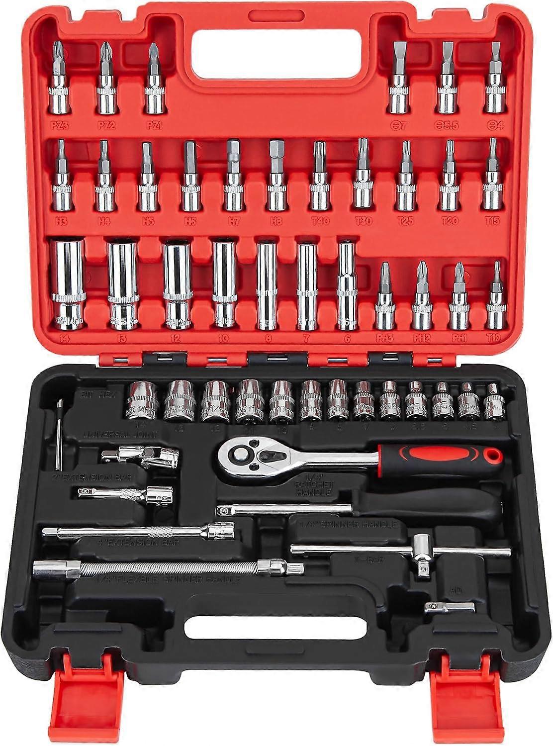 53pcs Set Quick Socket Wrench Set Auto Repair Ratchet Screwdriver Combination Tool