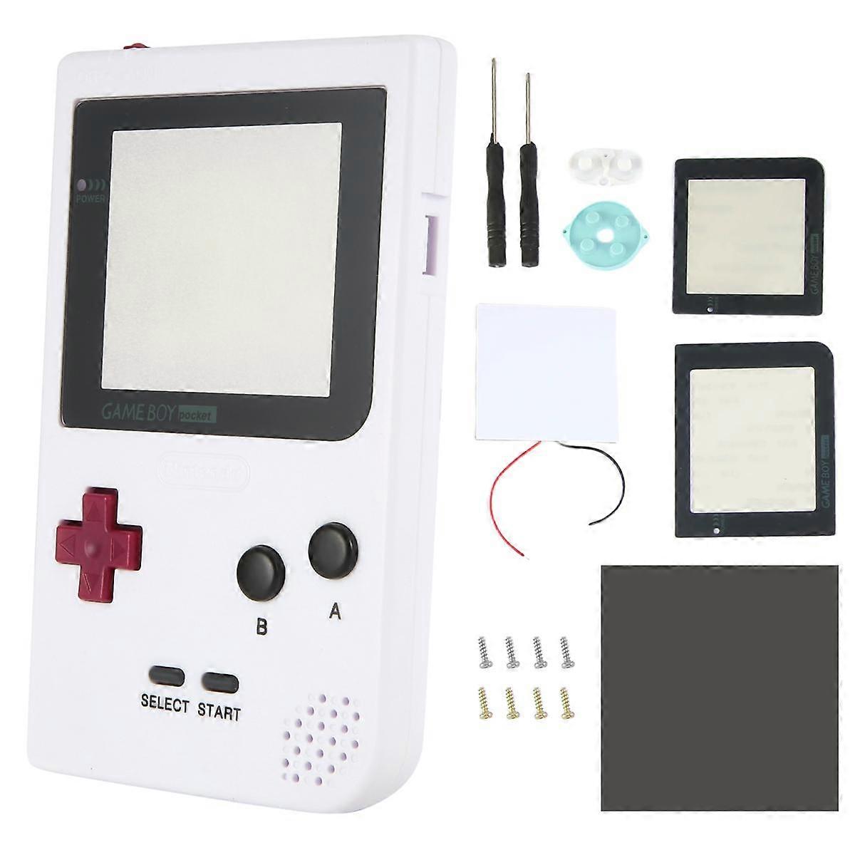 DIY Shell Replacement for Gameboy Pocket Game Console for GBP Shell Case with Buttons Kit Class Lens White