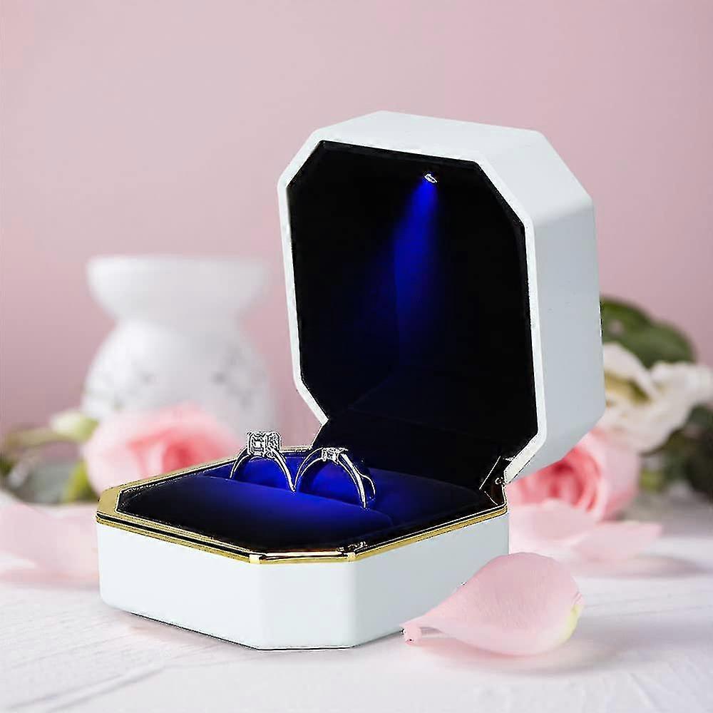 Ring Box With Led Light,square Velvet Wedding Ring Case Jewelry