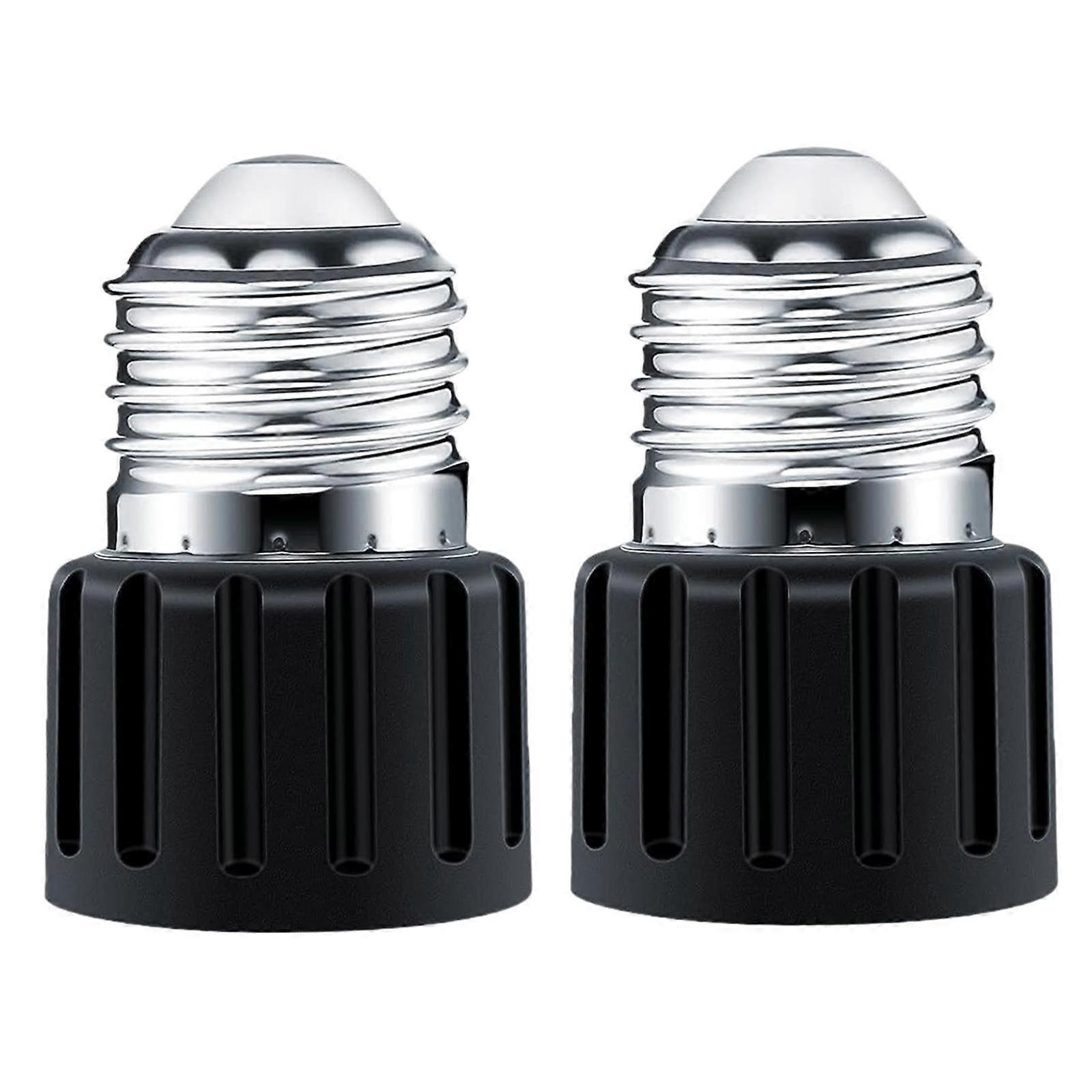 2 Pieces E26 Socket Adapter Heat Resistant Universal Screw Light Bulb Socket black