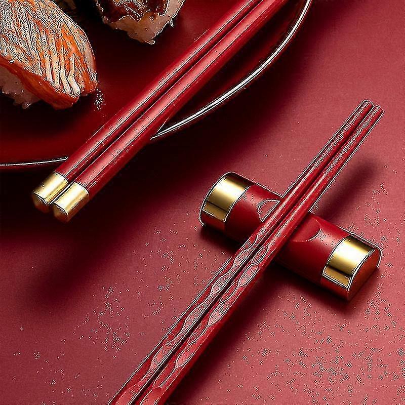 Non-slip Reusable Sushi Sticks - 5 Pairs of Alloy Laser Engraving Chopsticks