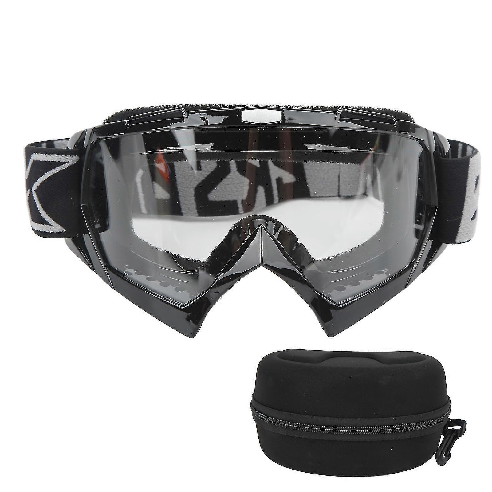 Adjustable Motorcycle Goggles - Black Frame, Transparent Lens