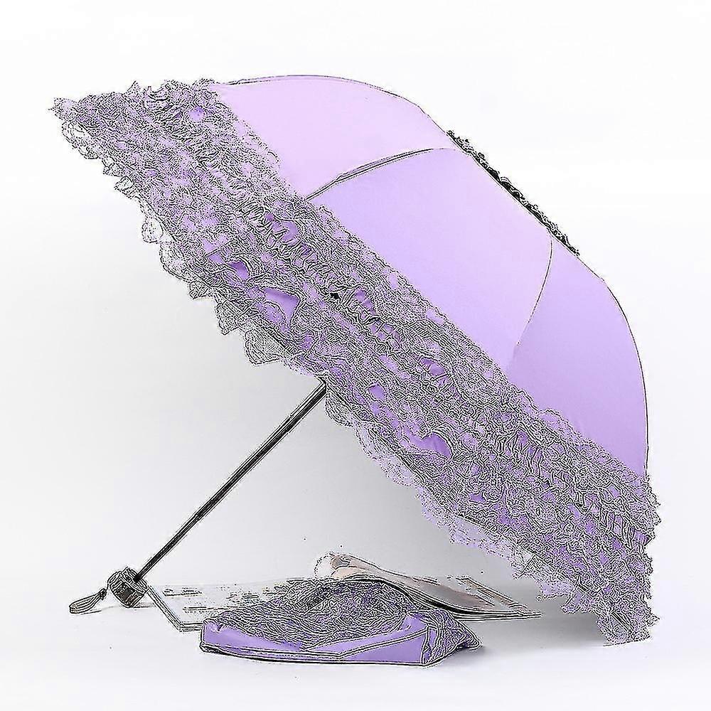 الأميرة الدانتيل مظلة الشمس واقية من الشمس المضادة للأشعة فوق البنفسجية الدانتيل مظلة سميكة الفينيل مشمس وممطر ظلة مزدوجة الاستخدام