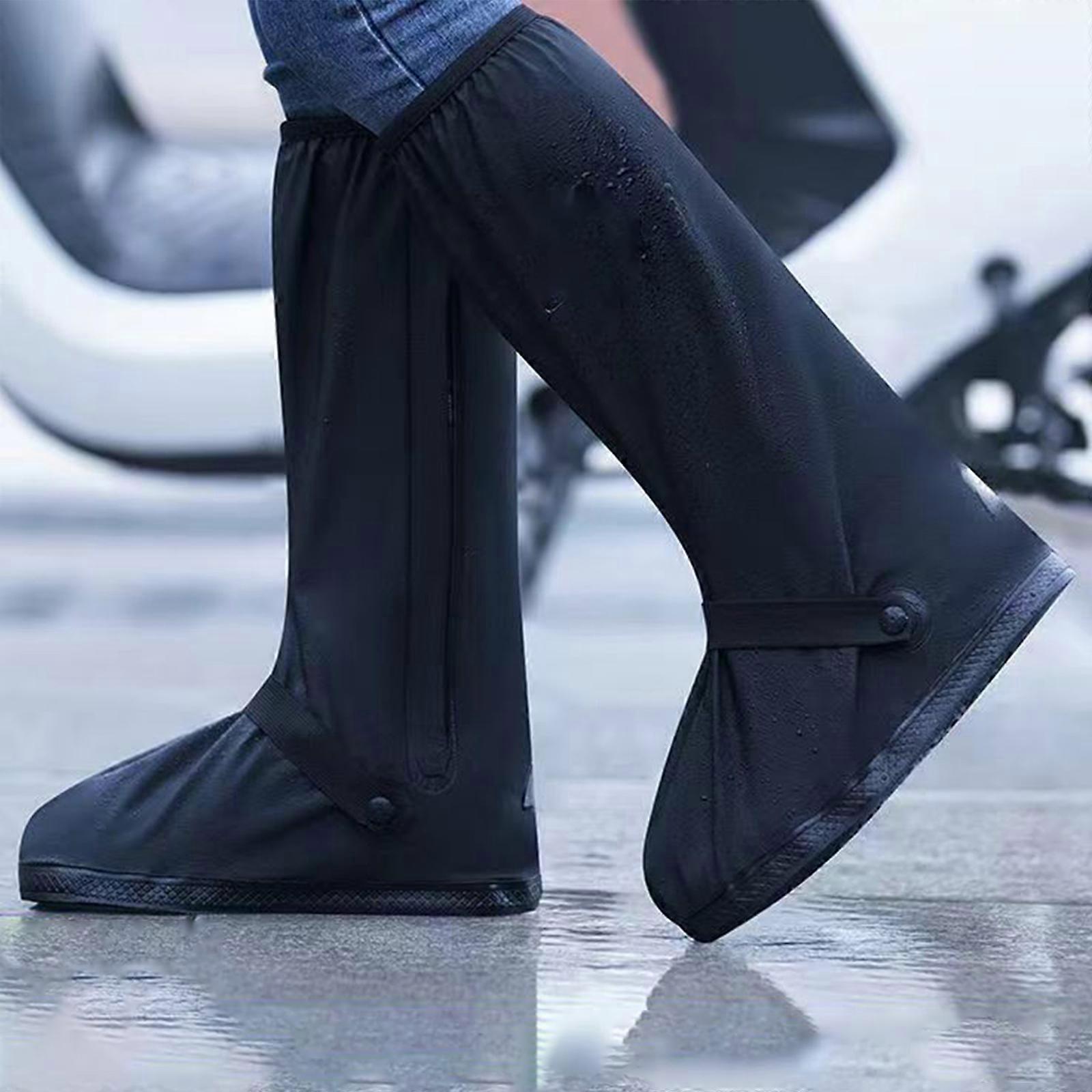 Waterproof Shoe Covers Reusable for Rain Snow Outdoor, Zipper with Reflective Strip Non-Slip Waterproof Protection from Toe to Calf for Men Women