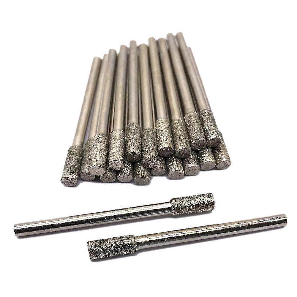 20 Pcs Diamond Grinding Bits 4mm Cylinder Head Grinding Bit Diamond Burr Set for Tool Bit Grinder