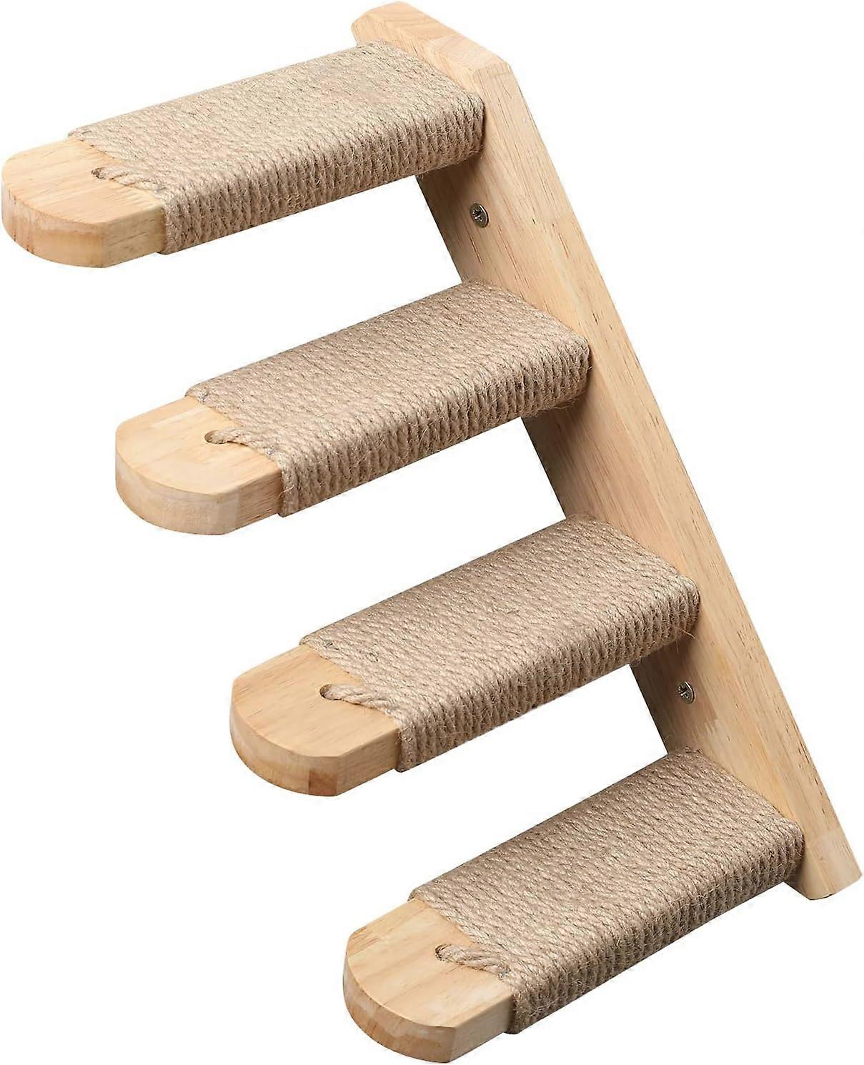 Wall-Mounted Four-Step Cat Shelf with Jute Scratching Post (40*22cm)